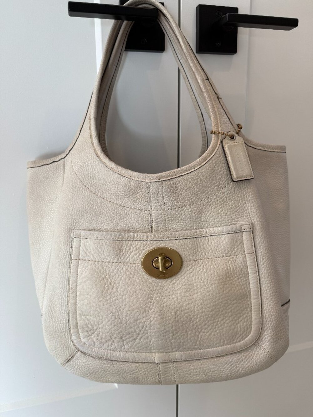 Vintage Coach Ergo XL tote white pebbled leather style 11640